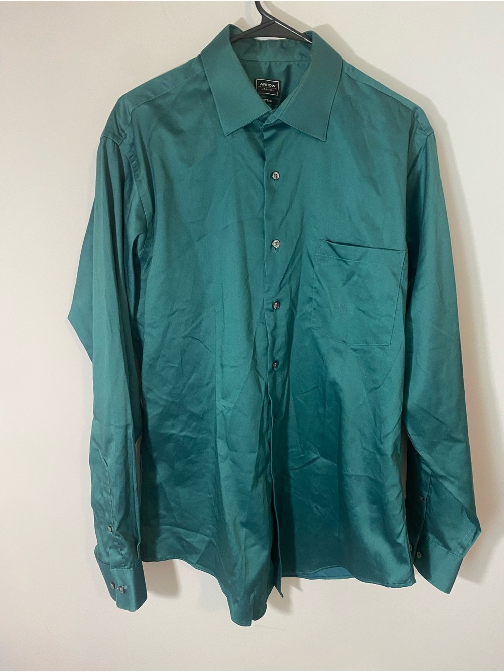 Arrow Men's Teal-Green Long Sleeve Dress Shirt